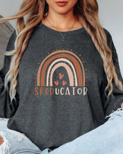 SPEDucator Boho Rainbow Long Sleeve T-Shirt-Neurodiversity, ADHD & Autism Awareness & Acceptance Long-sleeve by Daily Bloom