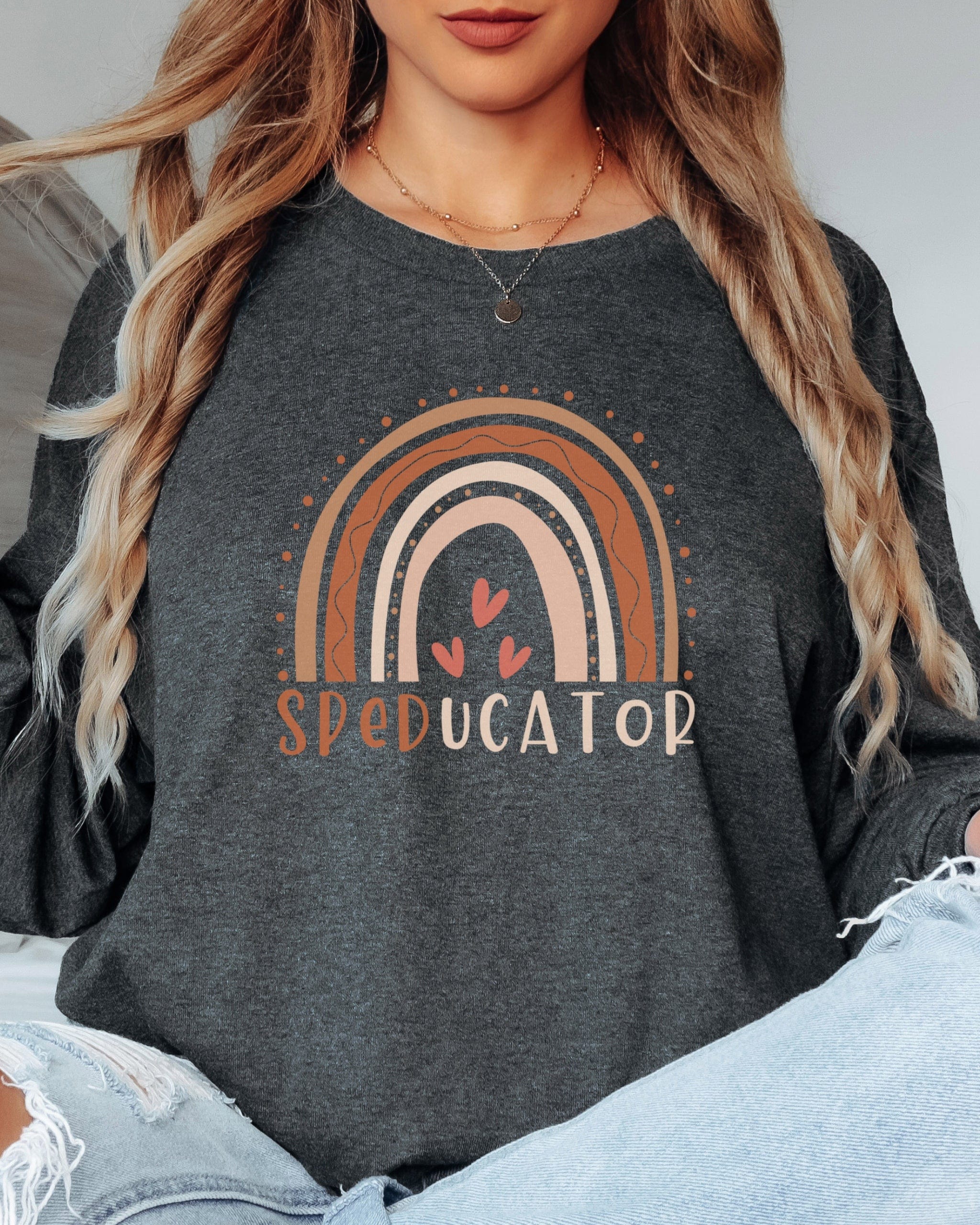SPEDucator Boho Rainbow Long Sleeve T-Shirt-Neurodiversity, ADHD & Autism Awareness & Acceptance Long-sleeve by Daily Bloom