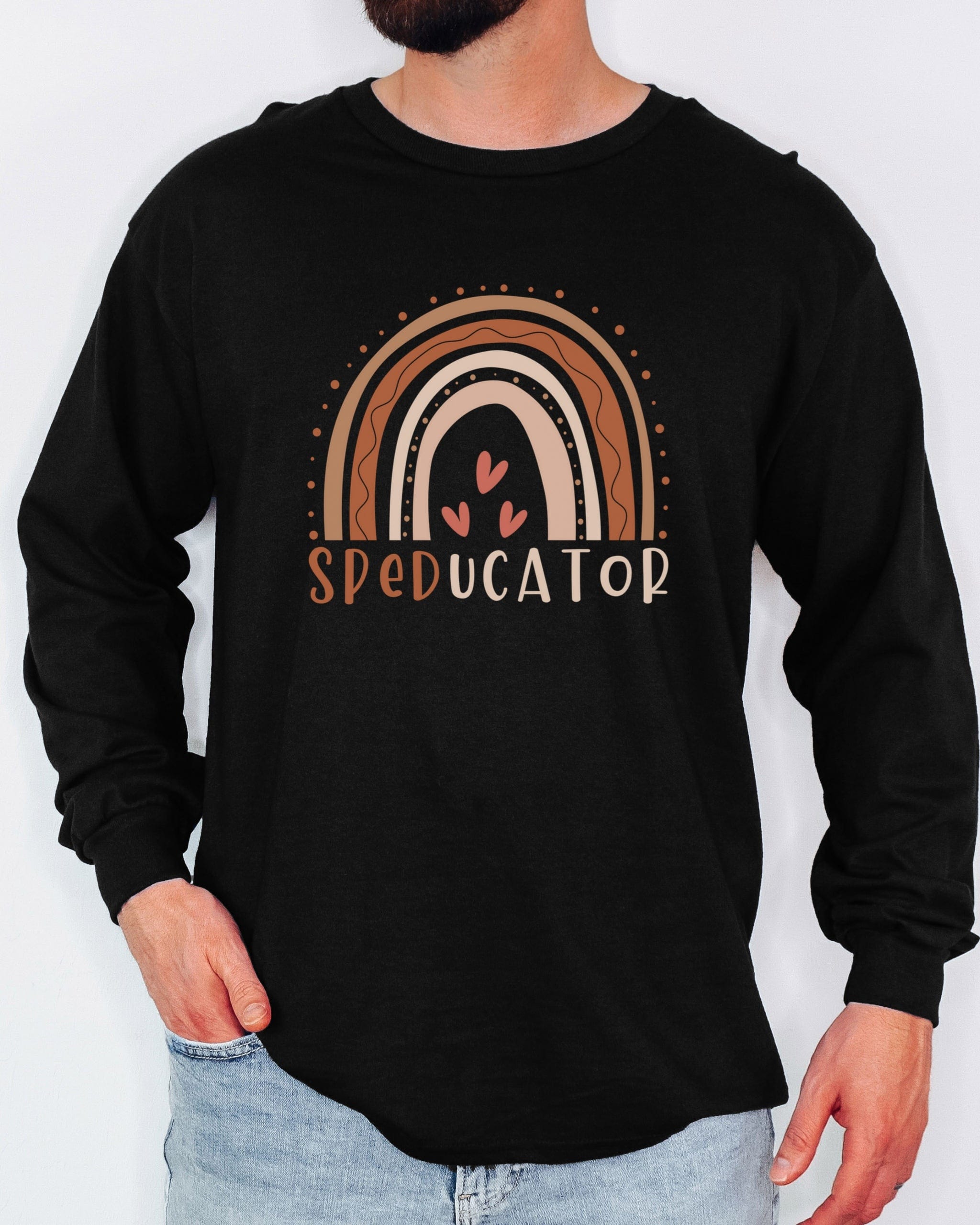 SPEDucator Boho Rainbow Long Sleeve T-Shirt-Neurodiversity, ADHD & Autism Awareness & Acceptance Long-sleeve by Daily Bloom
