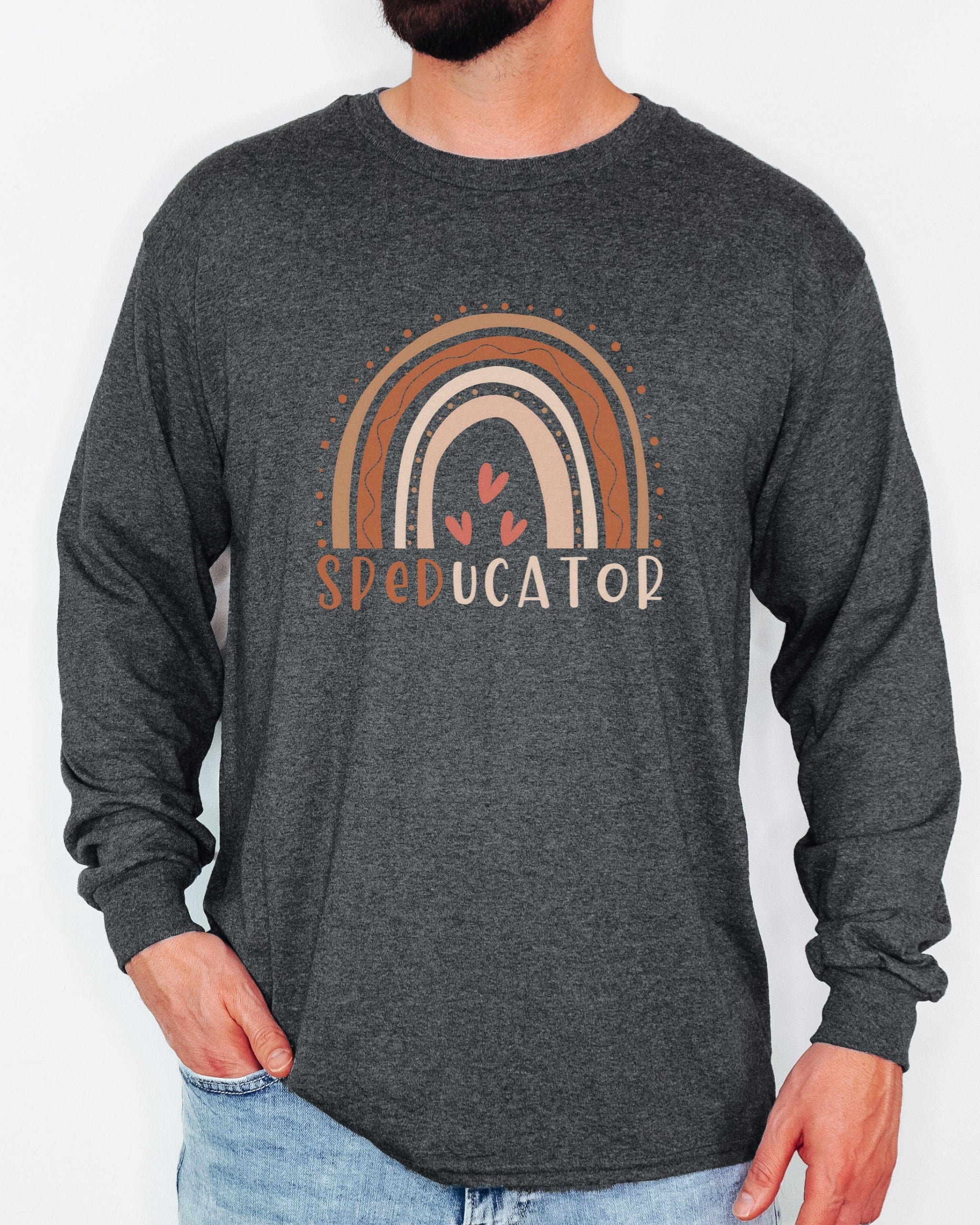SPEDucator Boho Rainbow Long Sleeve T-Shirt-Neurodiversity, ADHD & Autism Awareness & Acceptance Long-sleeve by Daily Bloom
