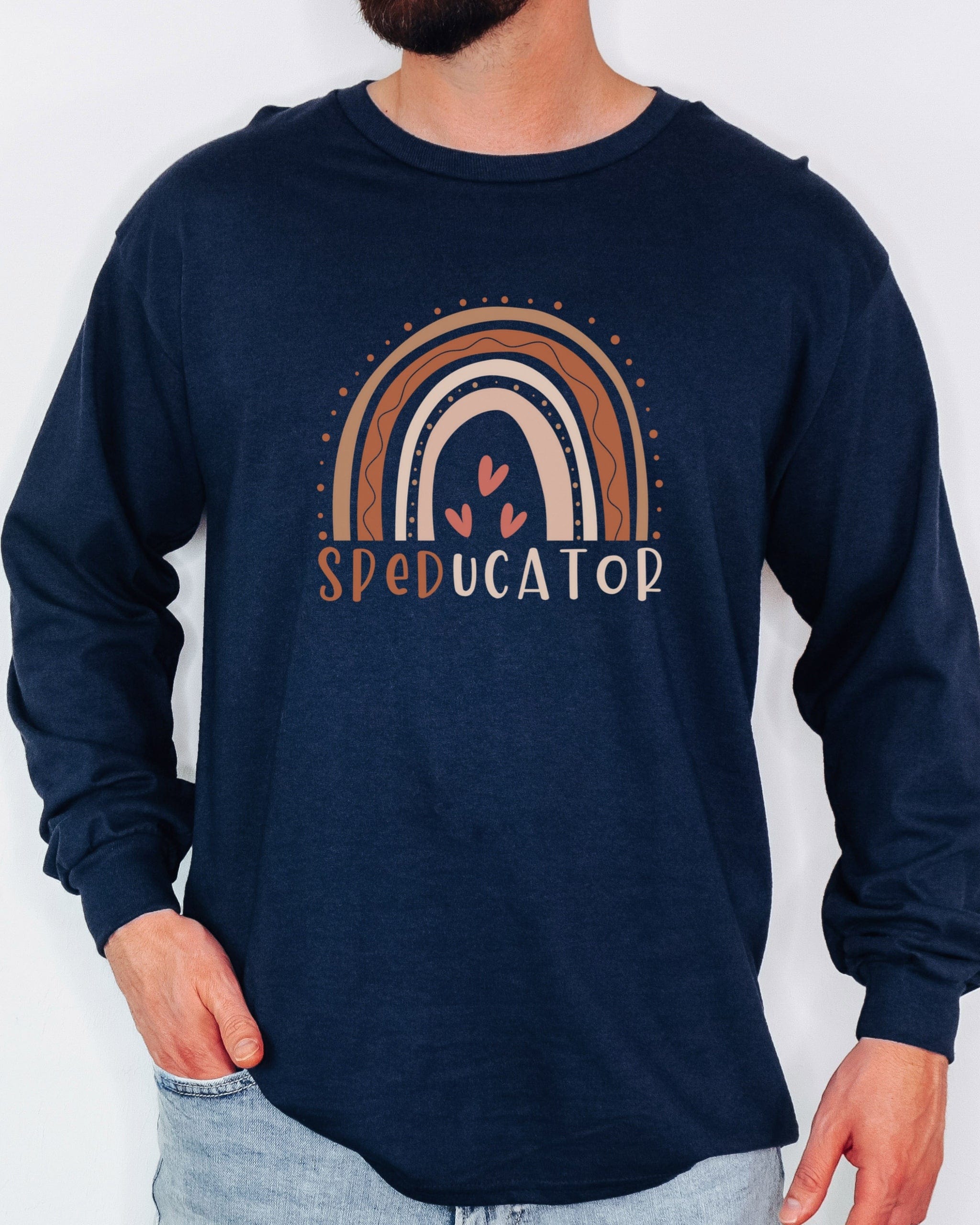 SPEDucator Boho Rainbow Long Sleeve T-Shirt-Neurodiversity, ADHD & Autism Awareness & Acceptance Long-sleeve by Daily Bloom