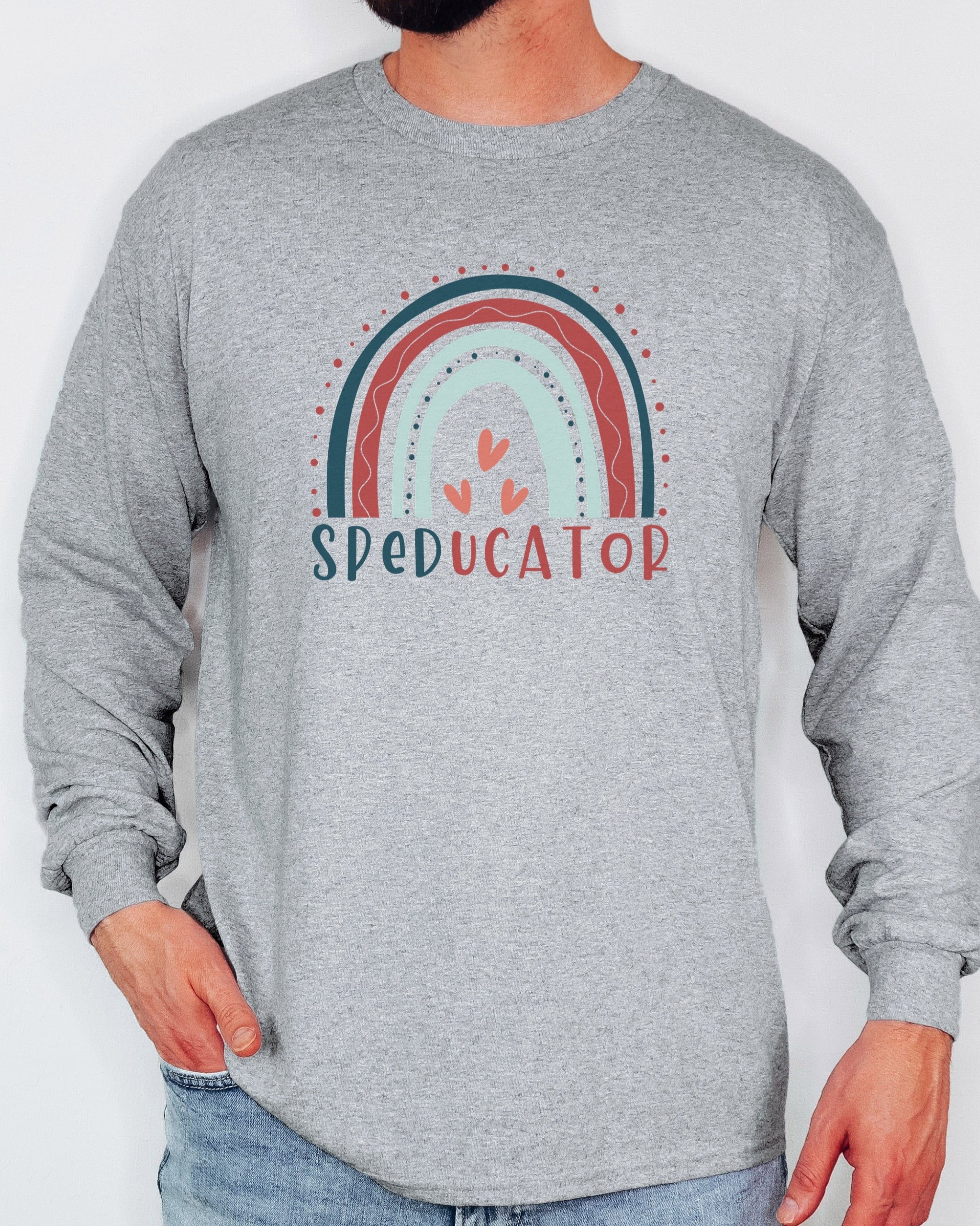 SPEDucator Boho Rainbow Long Sleeve T-Shirt-Neurodiversity, ADHD & Autism Awareness & Acceptance Long-sleeve by Daily Bloom