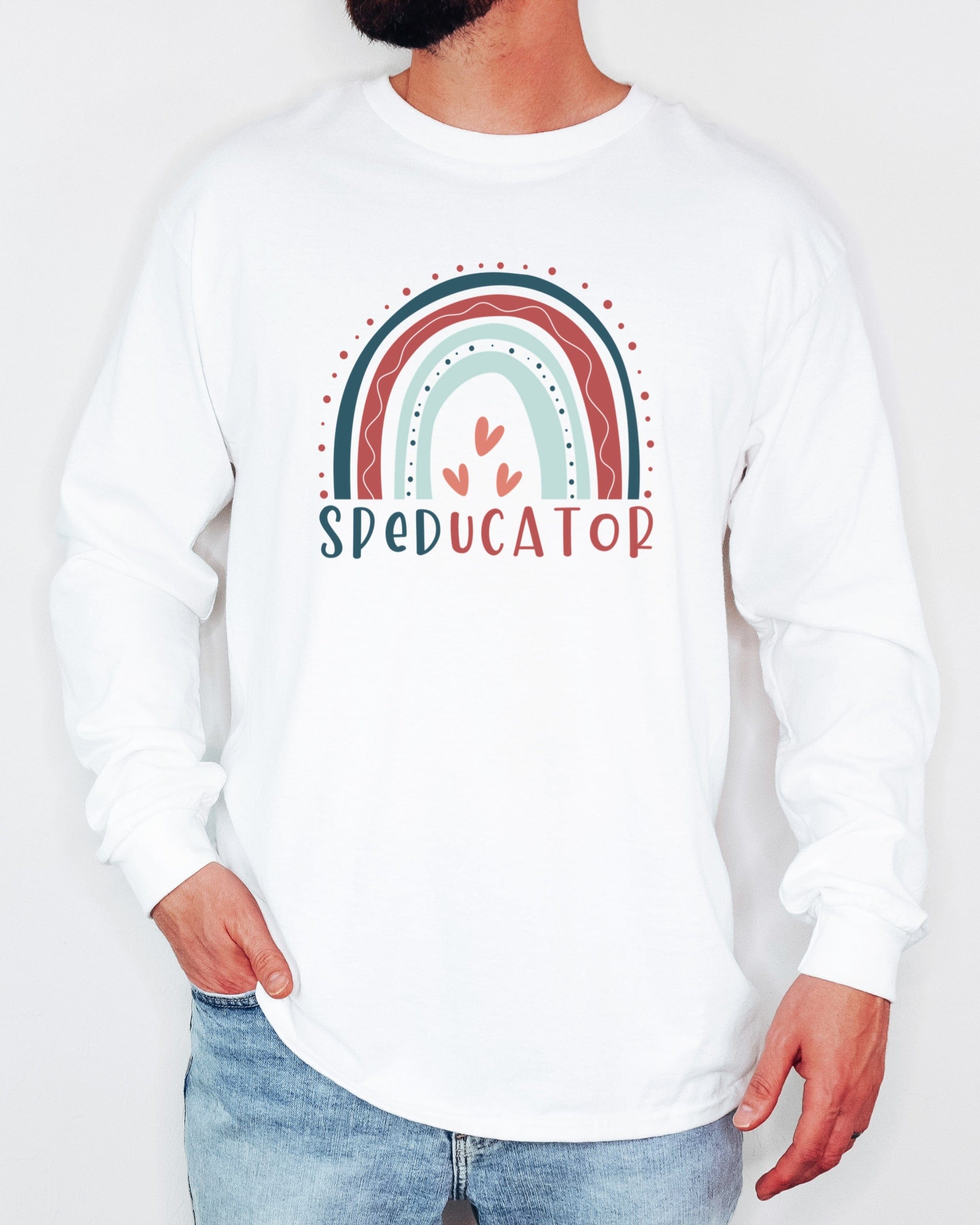 SPEDucator Boho Rainbow Long Sleeve T-Shirt-Neurodiversity, ADHD & Autism Awareness & Acceptance Long-sleeve by Daily Bloom