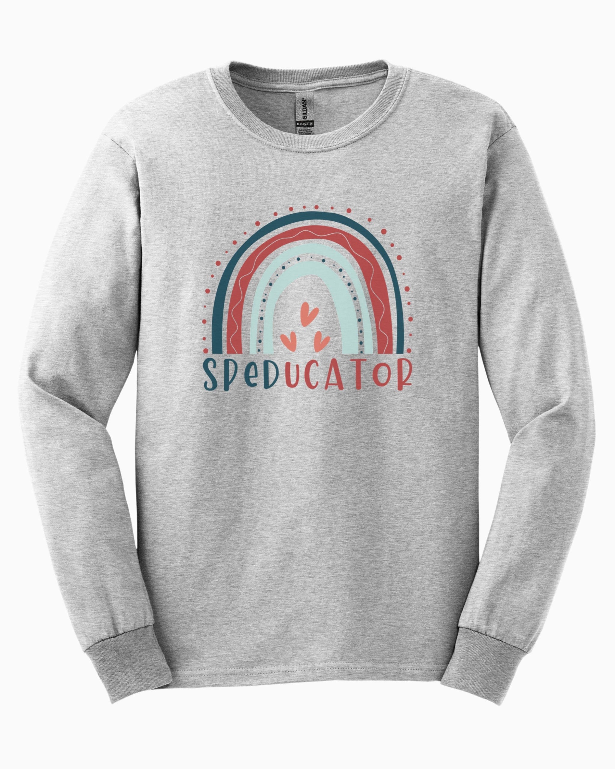 SPEDucator Boho Rainbow Long Sleeve T-Shirt-Ash-Neurodiversity, ADHD & Autism Awareness & Acceptance Long-sleeve by Daily Bloom