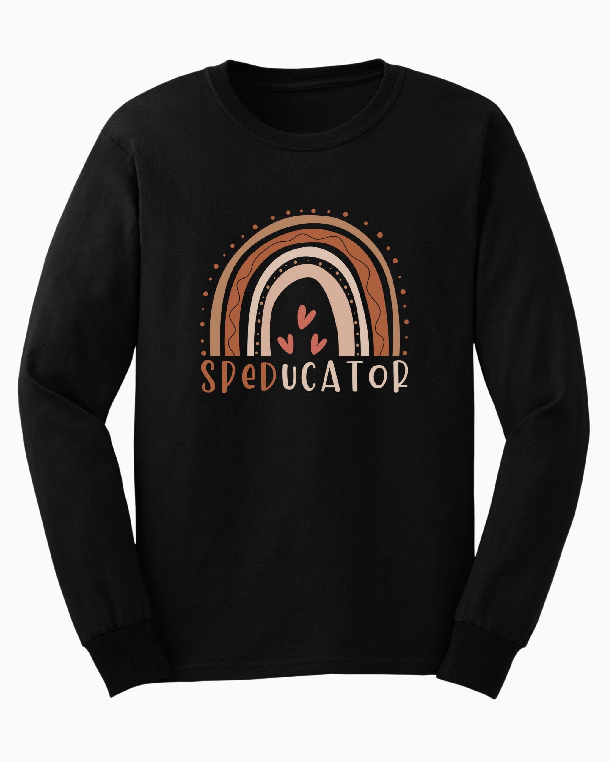 SPEDucator Boho Rainbow Long Sleeve T-Shirt-Black-Neurodiversity, ADHD & Autism Awareness & Acceptance Long-sleeve by Daily Bloom