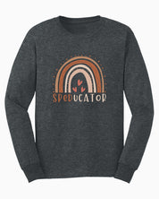 SPEDucator Boho Rainbow Long Sleeve T-Shirt-Dark Heather-Neurodiversity, ADHD & Autism Awareness & Acceptance Long-sleeve by Daily Bloom
