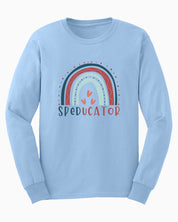 SPEDucator Boho Rainbow Long Sleeve T-Shirt-Light Blue-Neurodiversity, ADHD & Autism Awareness & Acceptance Long-sleeve by Daily Bloom