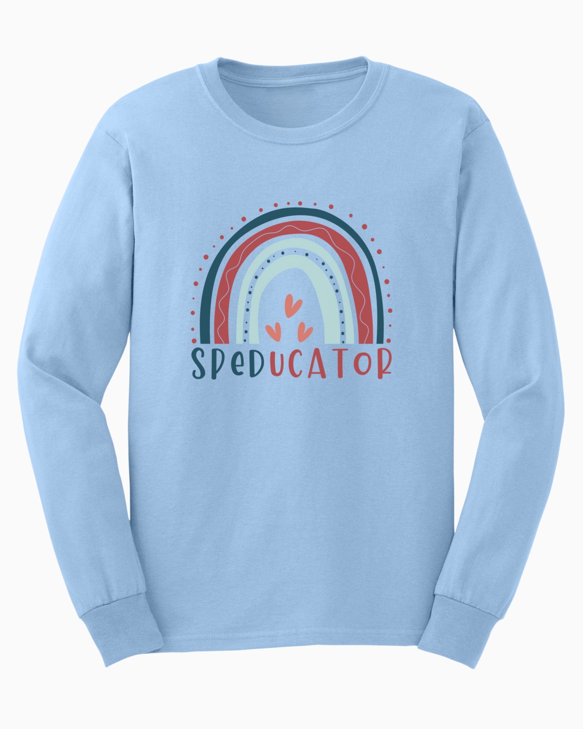 SPEDucator Boho Rainbow Long Sleeve T-Shirt-Light Blue-Neurodiversity, ADHD & Autism Awareness & Acceptance Long-sleeve by Daily Bloom