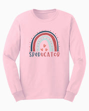SPEDucator Boho Rainbow Long Sleeve T-Shirt-Light Pink-Neurodiversity, ADHD & Autism Awareness & Acceptance Long-sleeve by Daily Bloom