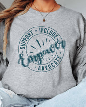 Support Include Advocate Empower Long Sleeve T-Shirt-Neurodiversity, ADHD & Autism Awareness & Acceptance Long-sleeve by Daily Bloom