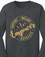 Support Include Advocate Empower Long Sleeve T-Shirt-Neurodiversity, ADHD & Autism Awareness & Acceptance Long-sleeve by Daily Bloom