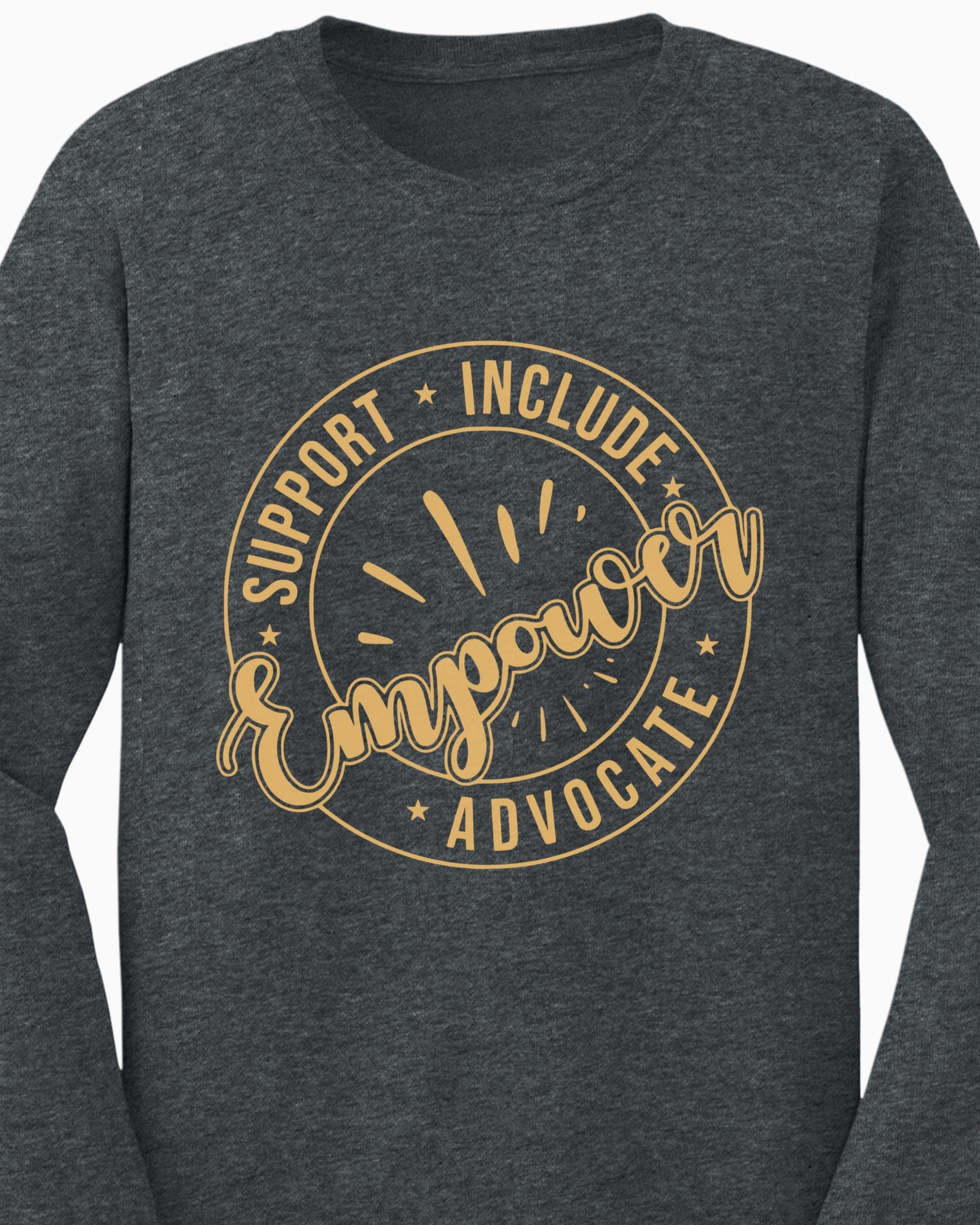 Support Include Advocate Empower Long Sleeve T-Shirt-Neurodiversity, ADHD & Autism Awareness & Acceptance Long-sleeve by Daily Bloom
