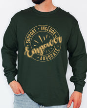 Support Include Advocate Empower Long Sleeve T-Shirt-Neurodiversity, ADHD & Autism Awareness & Acceptance Long-sleeve by Daily Bloom