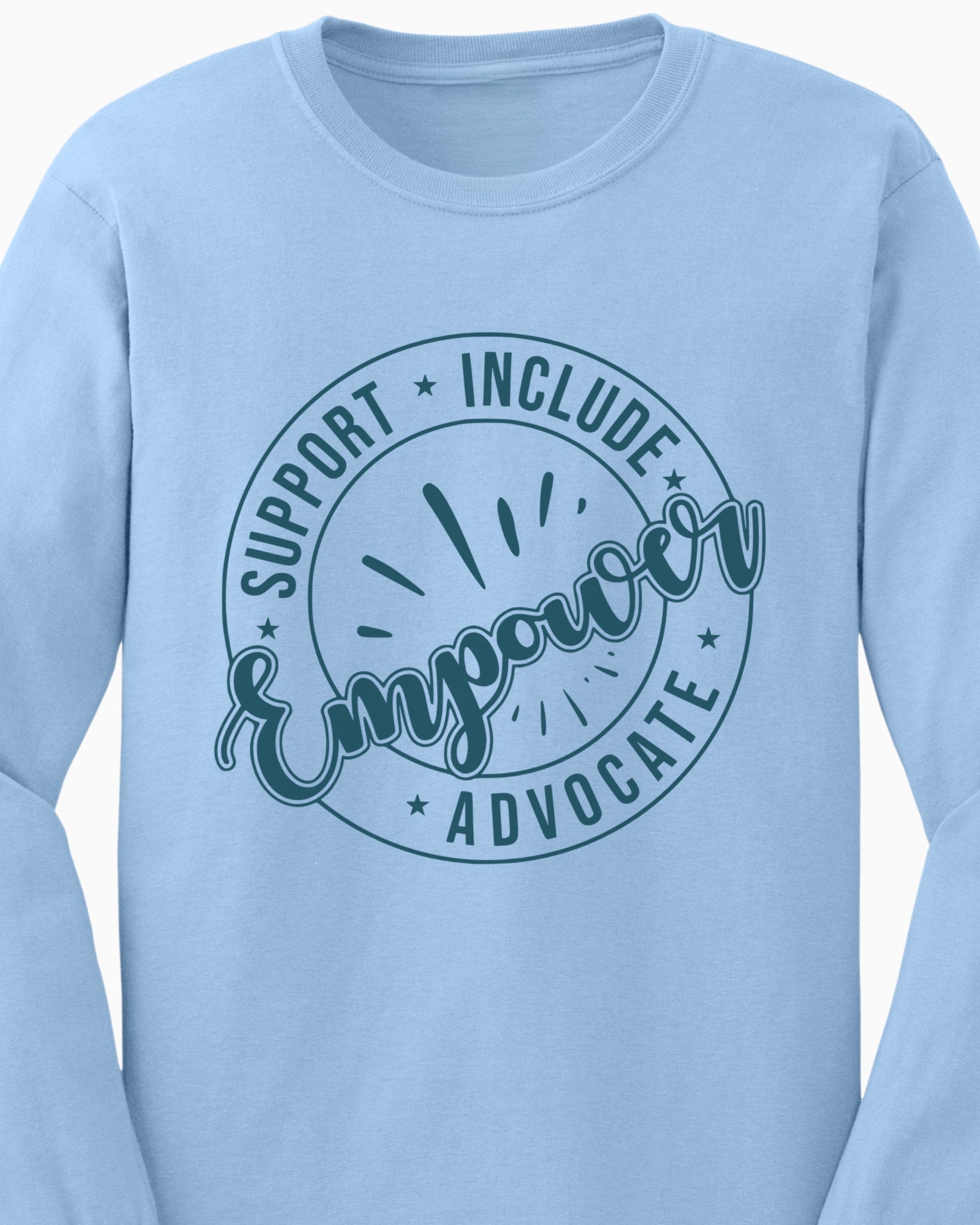 Support Include Advocate Empower Long Sleeve T-Shirt-Neurodiversity, ADHD & Autism Awareness & Acceptance Long-sleeve by Daily Bloom