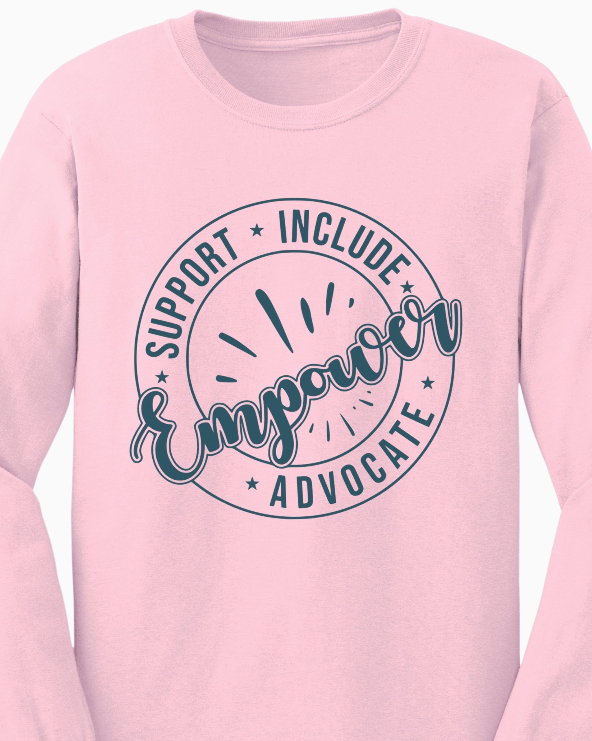 Support Include Advocate Empower Long Sleeve T-Shirt-Neurodiversity, ADHD & Autism Awareness & Acceptance Long-sleeve by Daily Bloom