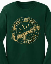 Support Include Advocate Empower Long Sleeve T-Shirt-Neurodiversity, ADHD & Autism Awareness & Acceptance Long-sleeve by Daily Bloom