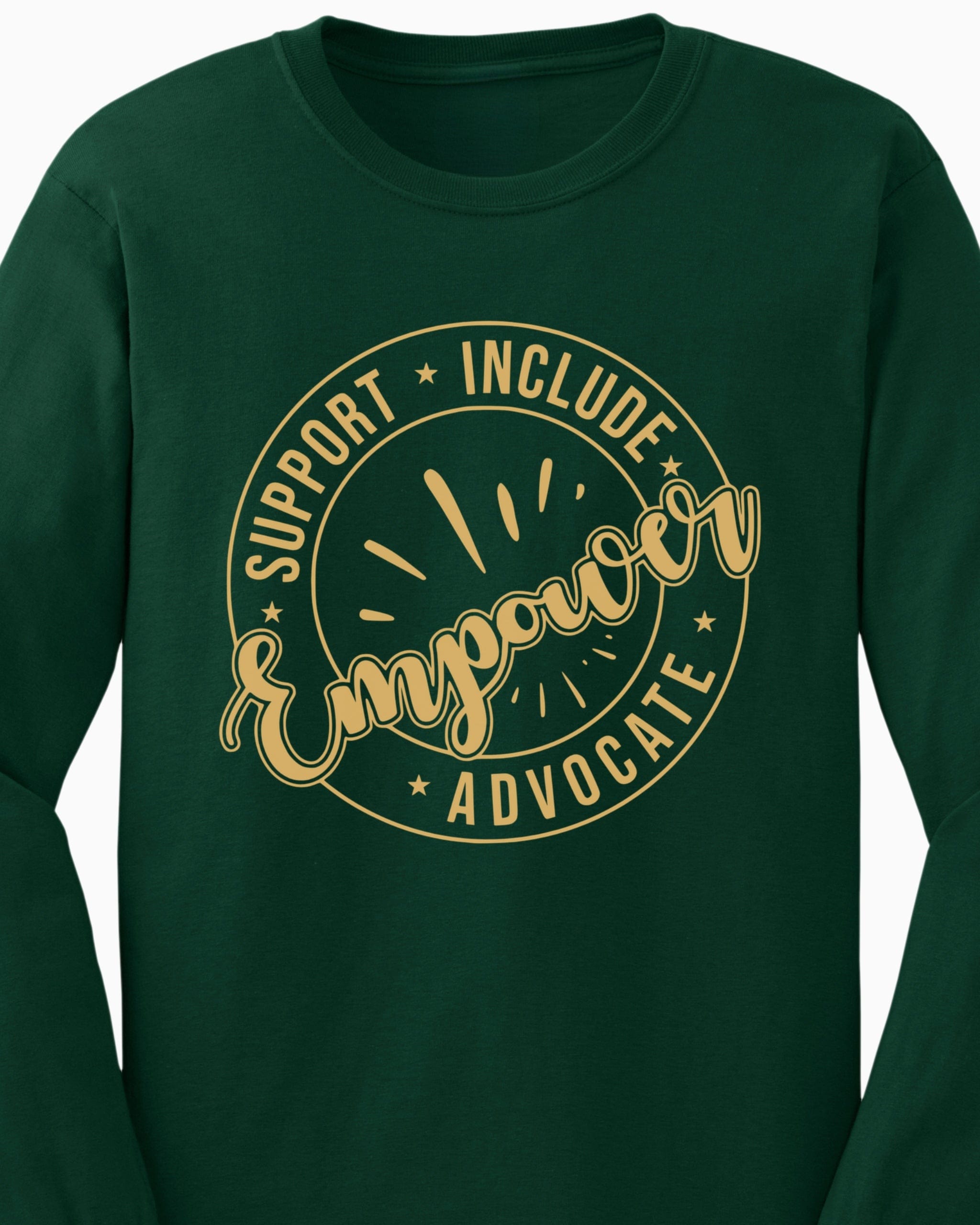 Support Include Advocate Empower Long Sleeve T-Shirt-Neurodiversity, ADHD & Autism Awareness & Acceptance Long-sleeve by Daily Bloom