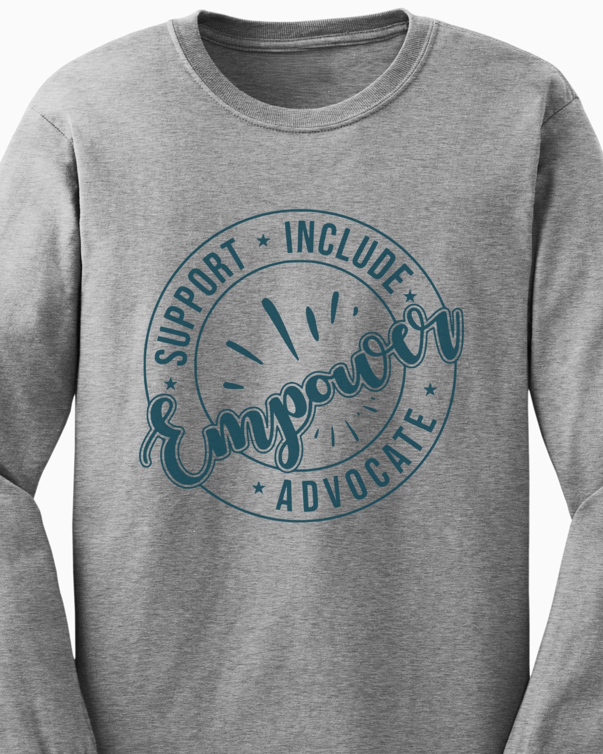 Support Include Advocate Empower Long Sleeve T-Shirt-Neurodiversity, ADHD & Autism Awareness & Acceptance Long-sleeve by Daily Bloom