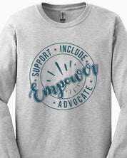 Support Include Advocate Empower Long Sleeve T-Shirt-Neurodiversity, ADHD & Autism Awareness & Acceptance Long-sleeve by Daily Bloom