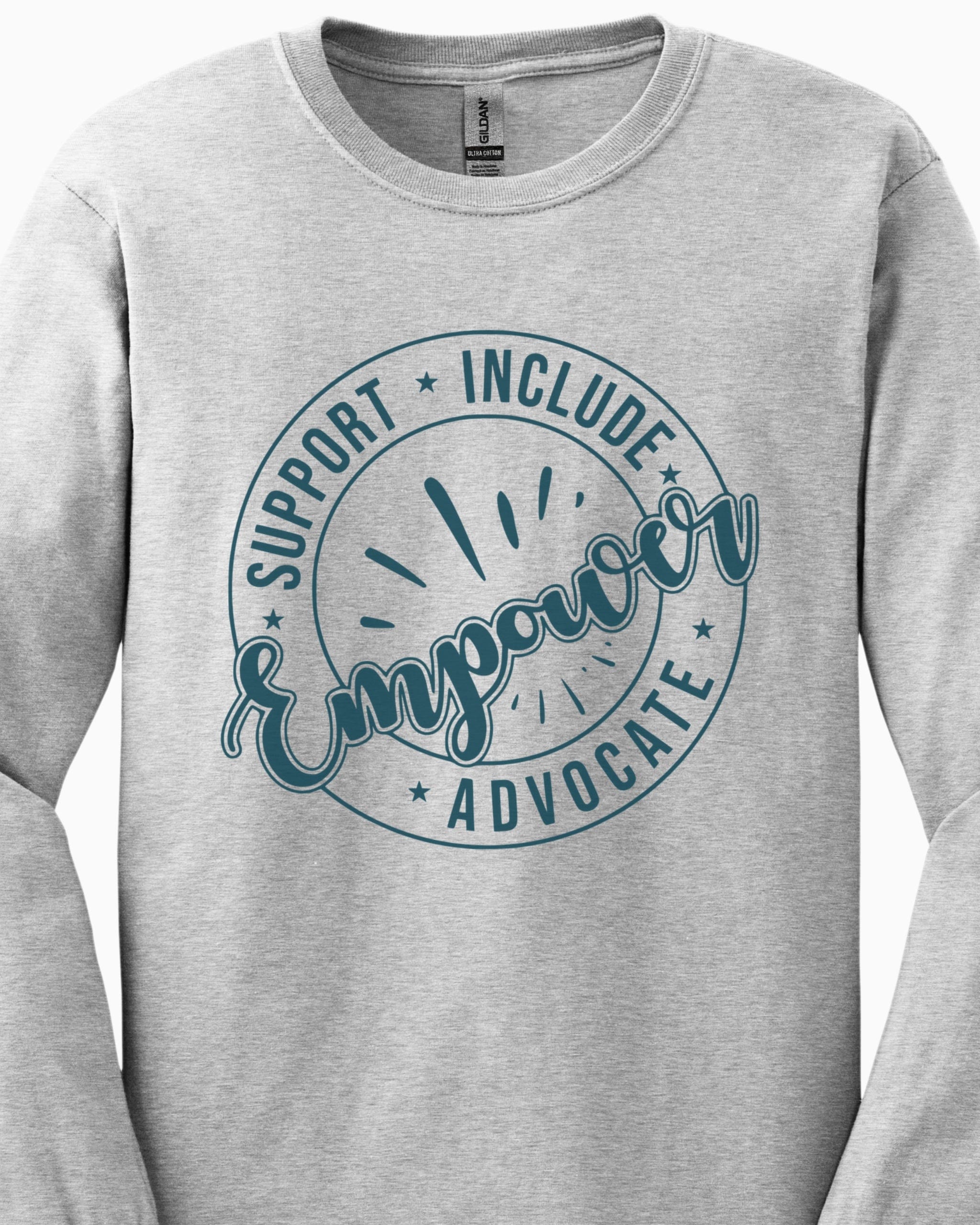 Support Include Advocate Empower Long Sleeve T-Shirt-Neurodiversity, ADHD & Autism Awareness & Acceptance Long-sleeve by Daily Bloom