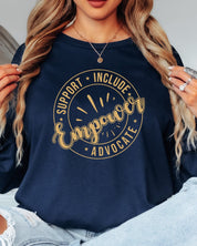 Support Include Advocate Empower Long Sleeve T-Shirt-Neurodiversity, ADHD & Autism Awareness & Acceptance Long-sleeve by Daily Bloom