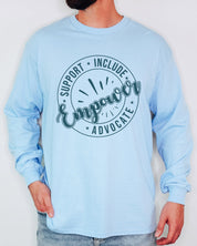 Support Include Advocate Empower Long Sleeve T-Shirt-Neurodiversity, ADHD & Autism Awareness & Acceptance Long-sleeve by Daily Bloom
