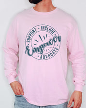 Support Include Advocate Empower Long Sleeve T-Shirt-Neurodiversity, ADHD & Autism Awareness & Acceptance Long-sleeve by Daily Bloom