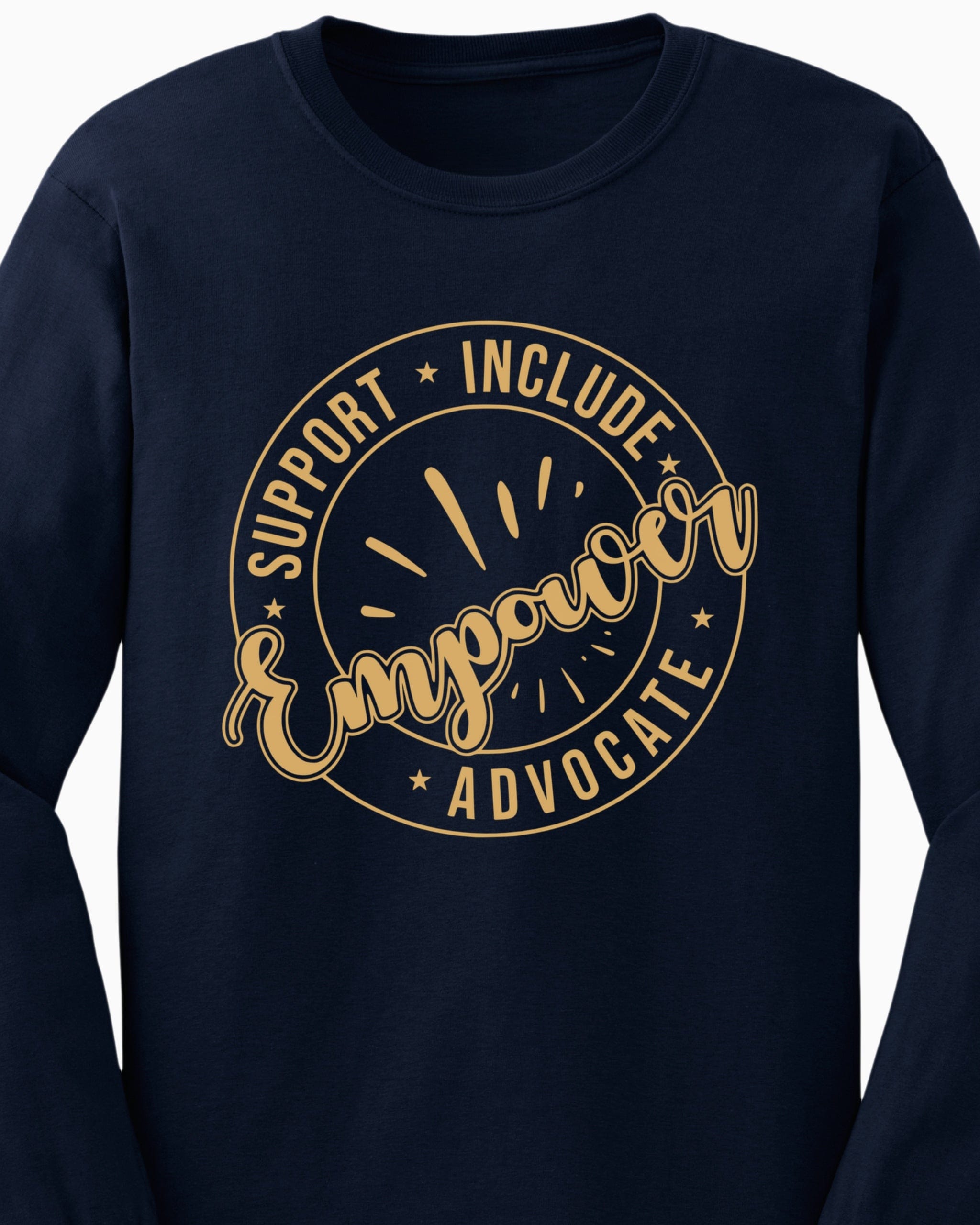 Support Include Advocate Empower Long Sleeve T-Shirt-Neurodiversity, ADHD & Autism Awareness & Acceptance Long-sleeve by Daily Bloom