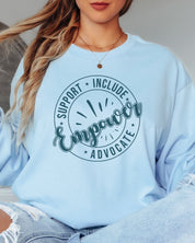 Support Include Advocate Empower Long Sleeve T-Shirt-Neurodiversity, ADHD & Autism Awareness & Acceptance Long-sleeve by Daily Bloom