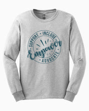 Support Include Advocate Empower Long Sleeve T-Shirt-Ash-Neurodiversity, ADHD & Autism Awareness & Acceptance Long-sleeve by Daily Bloom