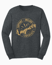 Support Include Advocate Empower Long Sleeve T-Shirt-Dark Heather-Neurodiversity, ADHD & Autism Awareness & Acceptance Long-sleeve by Daily Bloom
