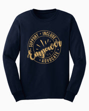 Support Include Advocate Empower Long Sleeve T-Shirt-Navy-Neurodiversity, ADHD & Autism Awareness & Acceptance Long-sleeve by Daily Bloom