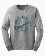 Support Include Advocate Empower Long Sleeve T-Shirt-Sport Grey-Neurodiversity, ADHD & Autism Awareness & Acceptance Long-sleeve by Daily Bloom