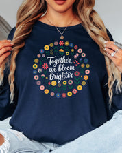 Together We Bloom Brighter Long Sleeve T-Shirt-Neurodiversity, ADHD & Autism Awareness & Acceptance Long-sleeve by Daily Bloom