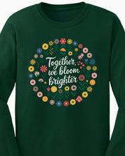 Together We Bloom Brighter Long Sleeve T-Shirt-Neurodiversity, ADHD & Autism Awareness & Acceptance Long-sleeve by Daily Bloom
