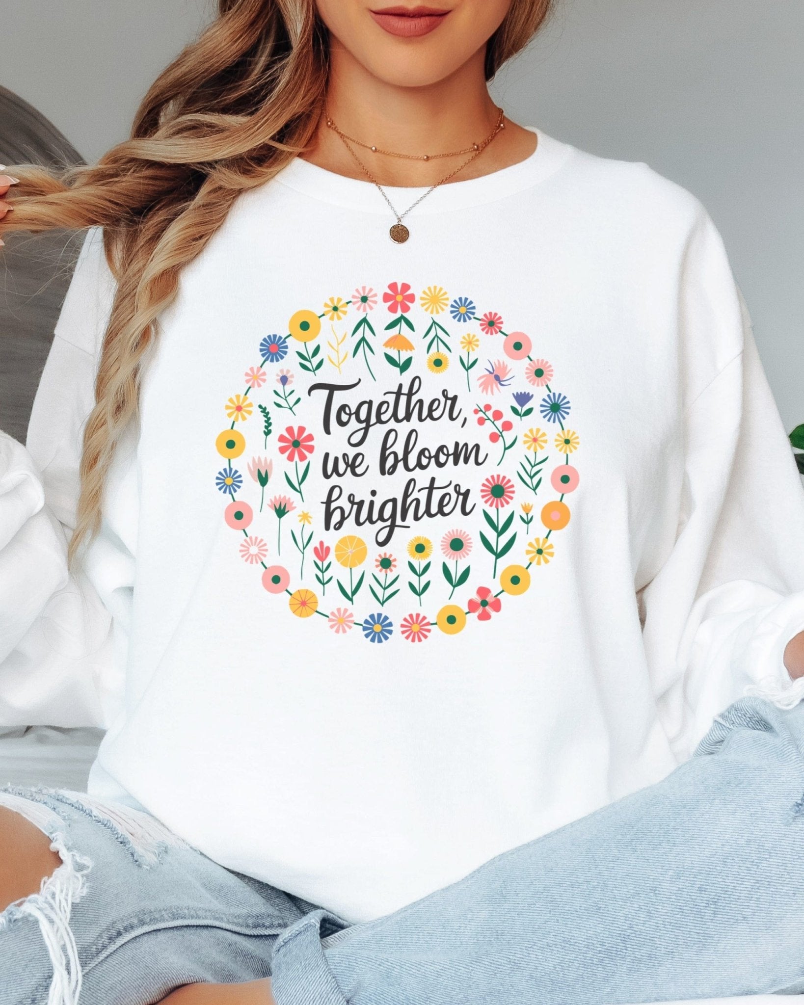 Autism Long - sleeve - Together We Bloom Brighter Long Sleeve T-Shirt - Daily Bloom