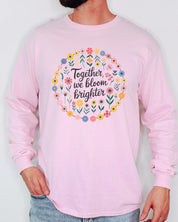 Together We Bloom Brighter Long Sleeve T-Shirt-Neurodiversity, ADHD & Autism Awareness & Acceptance Long-sleeve by Daily Bloom