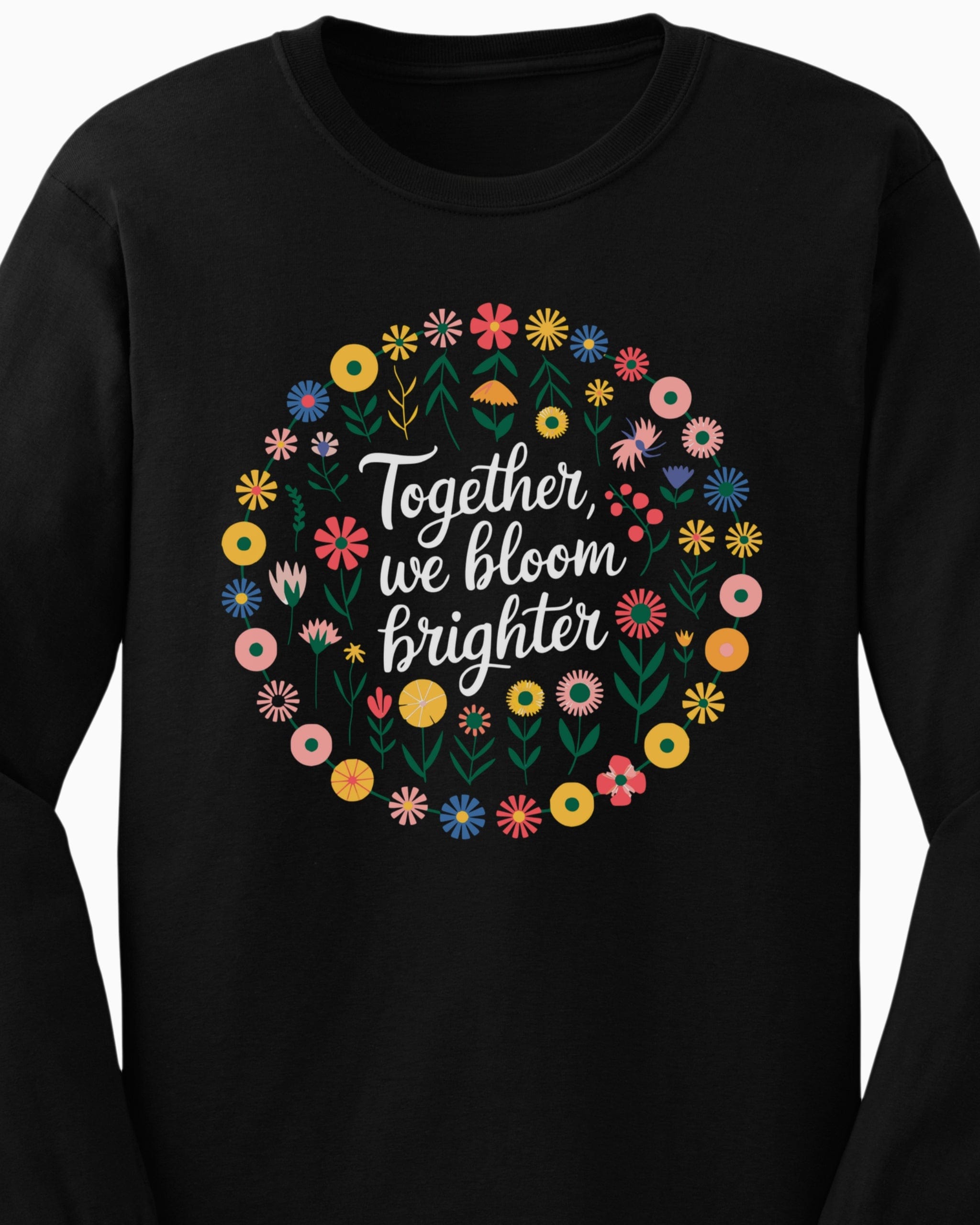 Together We Bloom Brighter Long Sleeve T-Shirt-Neurodiversity, ADHD & Autism Awareness & Acceptance Long-sleeve by Daily Bloom