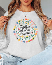 Together We Bloom Brighter Long Sleeve T-Shirt-Neurodiversity, ADHD & Autism Awareness & Acceptance Long-sleeve by Daily Bloom
