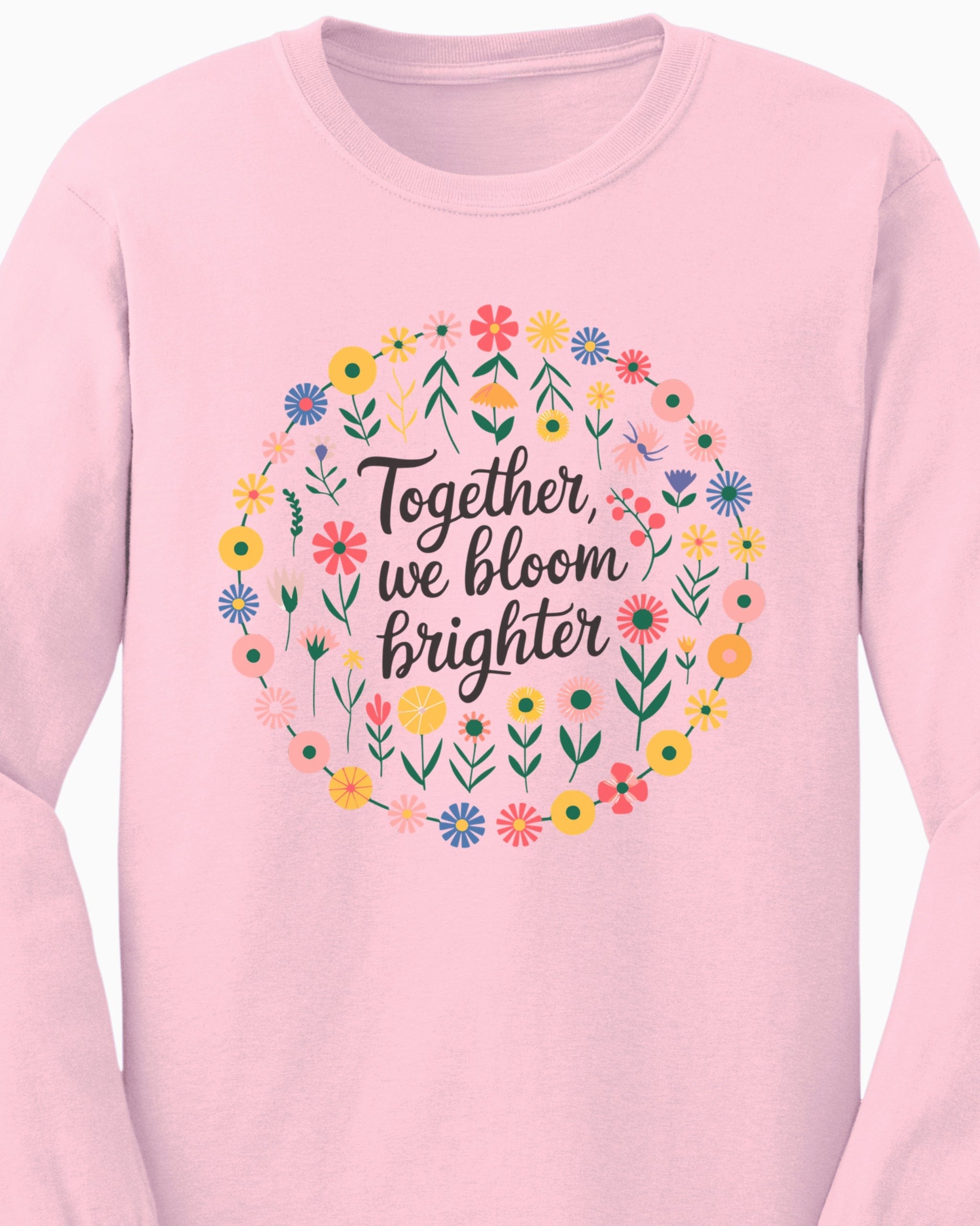 Together We Bloom Brighter Long Sleeve T-Shirt-Neurodiversity, ADHD & Autism Awareness & Acceptance Long-sleeve by Daily Bloom