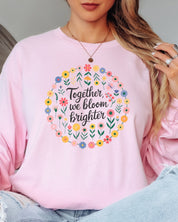 Together We Bloom Brighter Long Sleeve T-Shirt-Neurodiversity, ADHD & Autism Awareness & Acceptance Long-sleeve by Daily Bloom