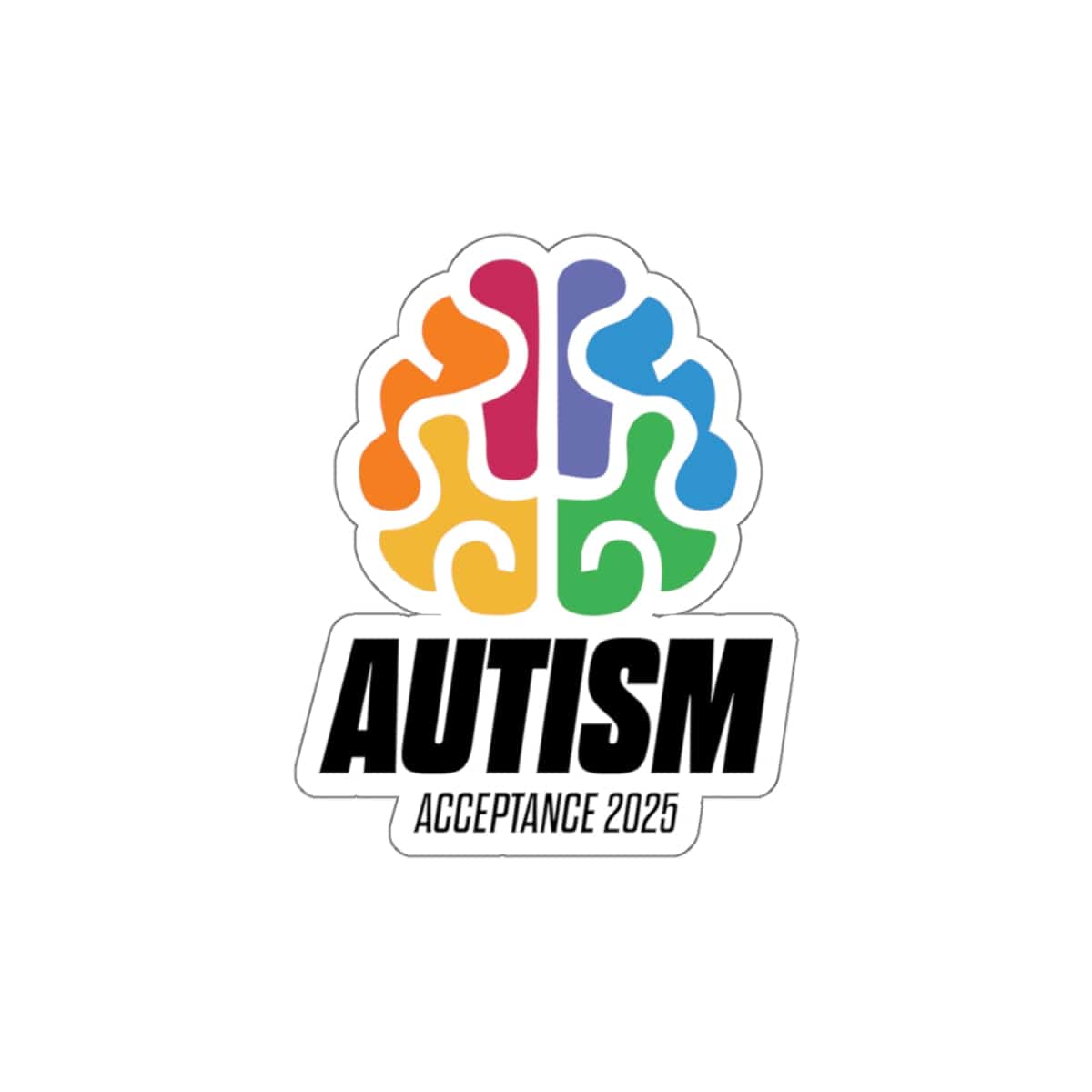 Autism Paper products By Daily Bloom Autism Acceptance 2025 - Brainbow Sticker 4" × 4"