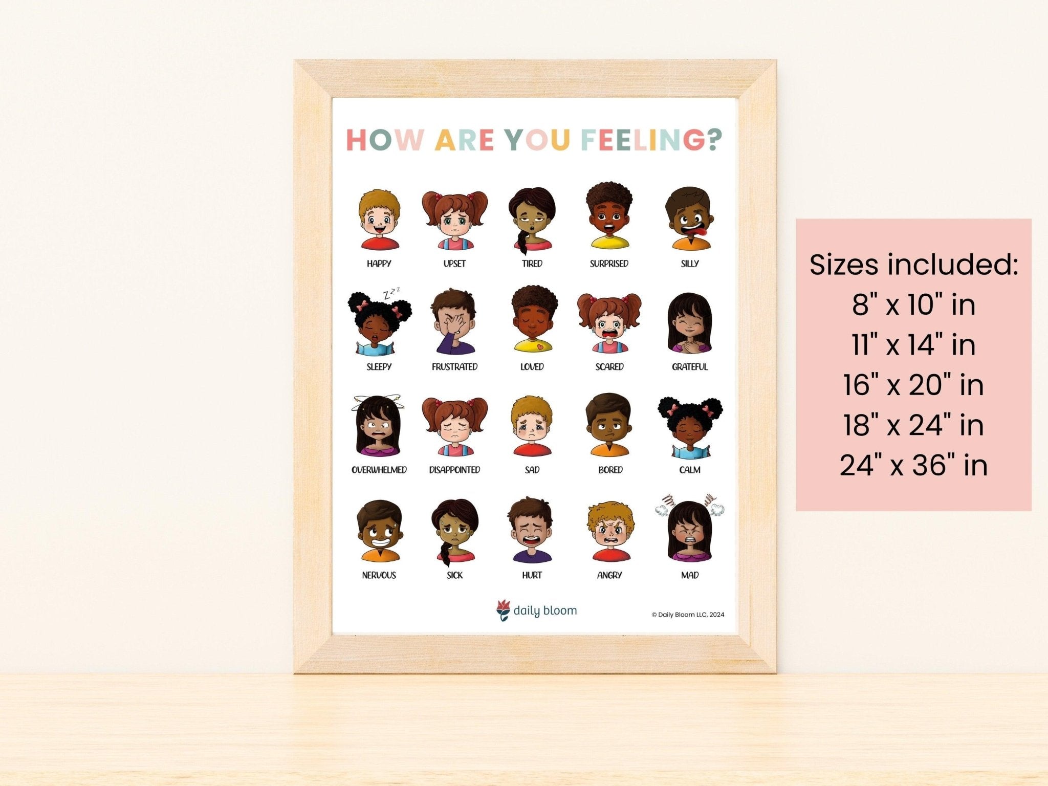 Autism Poster - How Are You Feeling? - Emotion Identification Printed Wall Poster - Daily Bloom