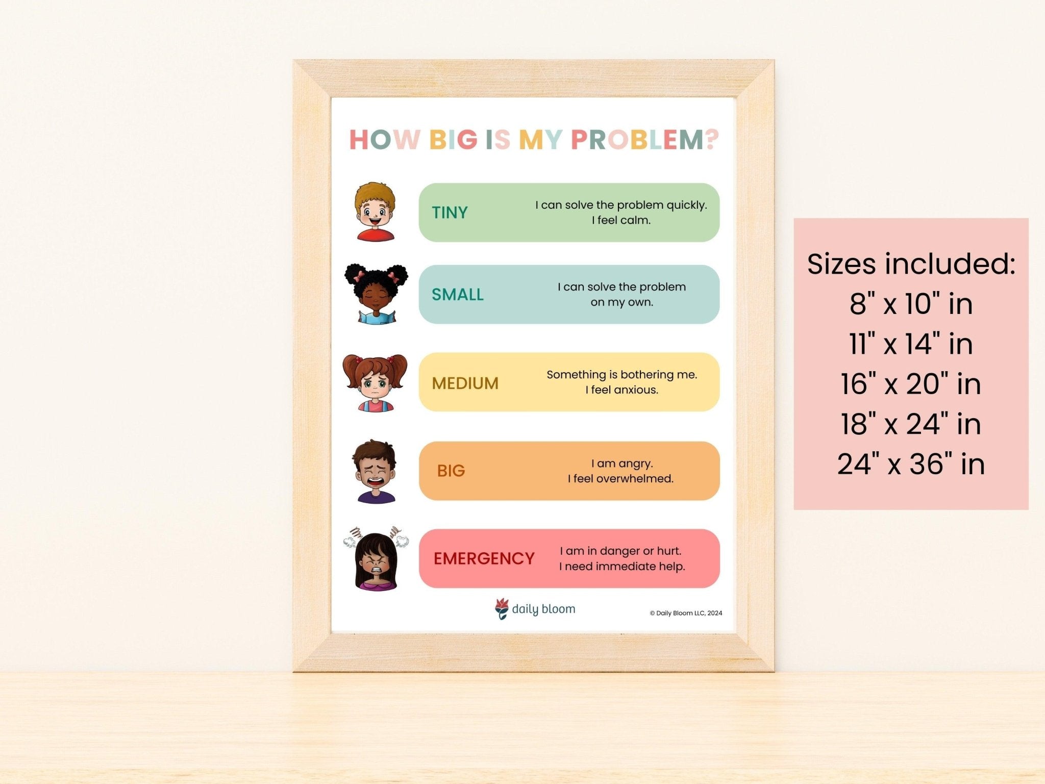 Autism Poster - How Big Is My Problem? - Problem Solving Printed Wall Poster - Daily Bloom
