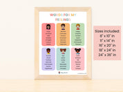 Words For My Feelings - Emotional Vocabulary Printed Wall Poster-Neurodiversity, ADHD & Autism Awareness & Acceptance Poster by Daily Bloom