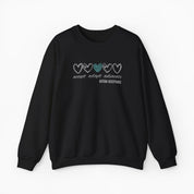 Autism Sweatshirt By Daily Bloom Accept Adapt Advocate Love Hearts Sweatshirt Black / S