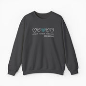 Autism Sweatshirt By Daily Bloom Accept Adapt Advocate Love Hearts Sweatshirt Dark Heather / S