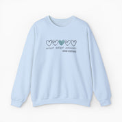 Autism Sweatshirt By Daily Bloom Accept Adapt Advocate Love Hearts Sweatshirt Light Blue / S