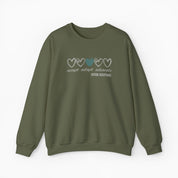 Autism Sweatshirt By Daily Bloom Accept Adapt Advocate Love Hearts Sweatshirt Military Green / S