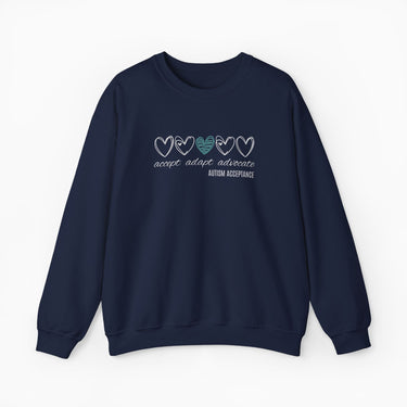 Autism Sweatshirt - Accept Adapt Advocate Love Hearts Sweatshirt - Daily Bloom